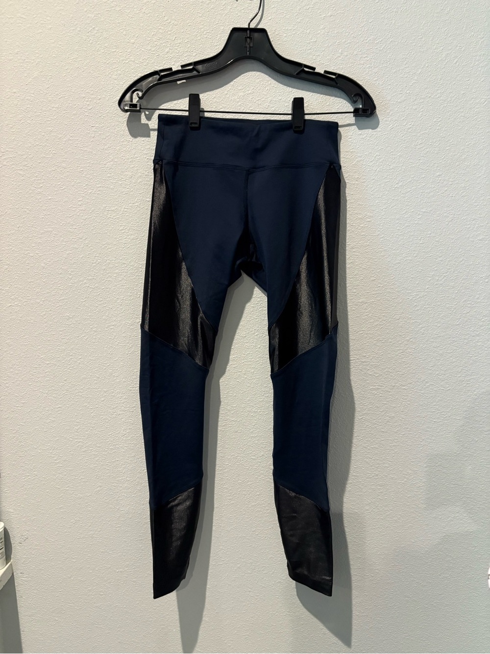 Koral Navy Leggings with Black Leather Panels